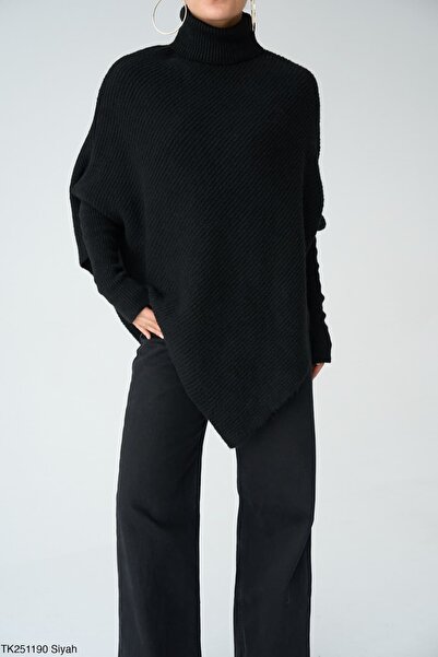 Nisam High-Necked Poncho Knit Sweater