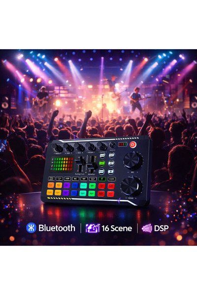 KENLY F998 Şarjlı Ses Mikseri Bluetooth DJ Yayın Kartı Kondenser Mikrofon Des...
