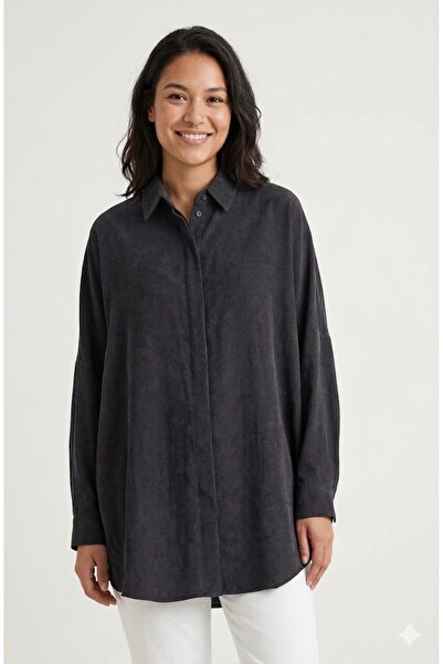 Puane Cămașă de damă cu nasturi ascunși, mărime standard, croială lejeră, mod...