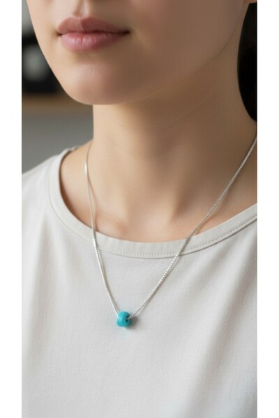 ATALYA ACCESSORY قلادة نسائية كلاسيكية من الفولاذ مرصعة بخرز العين الزرقاء با...