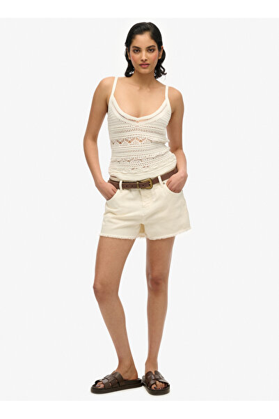 SUPERDRY Normal Bel Normal Ekru Kadın Denim Şort W7110448A