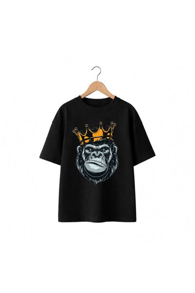 playwear Μπλουζάκι King Monkey Chest με στάμπα, 100% βαμβακερό, oversized, χα...