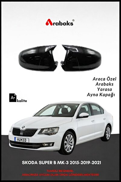Arabaks SKODA SUPER B MK-3 2015-2019-2021 Yarasa Ayna Kapağı 2'li Takım (BATM...