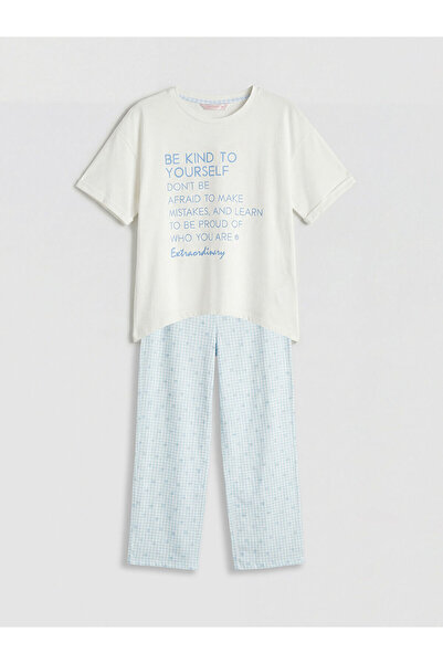 LC Waikiki Σετ γυναικεία πιτζάμα με στάμπα Peak New Season Crew Neck