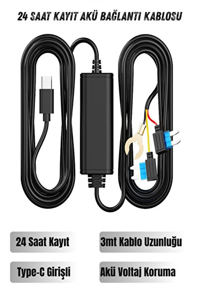 ROXİVA 24 Saat Park Modu Kiti (Type-C) Akü Bağlantı Kablosu