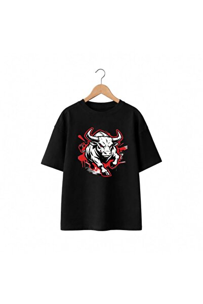 playwear Tricou cu imprimeu Running Bull, 100% bumbac, supradimensionat, cu c...