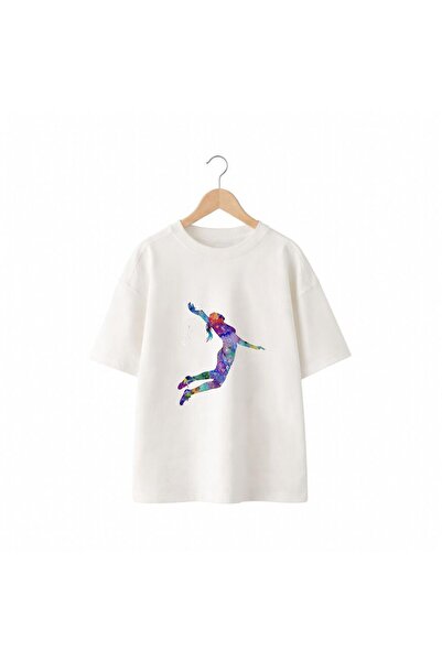 playwear Odbojkaška majica Sımaç V1 sa printom, 100% pamuk, široka, opuštena,...