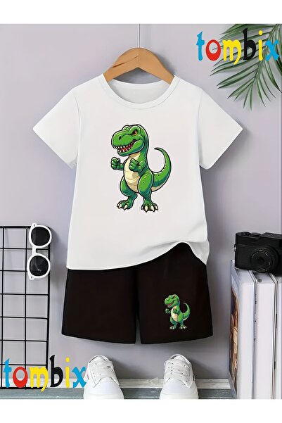 tombix JEDNODINOSAURUS MAJICA SA ŠARA KRATKE HLAČE LETNJI SET ZA DECU