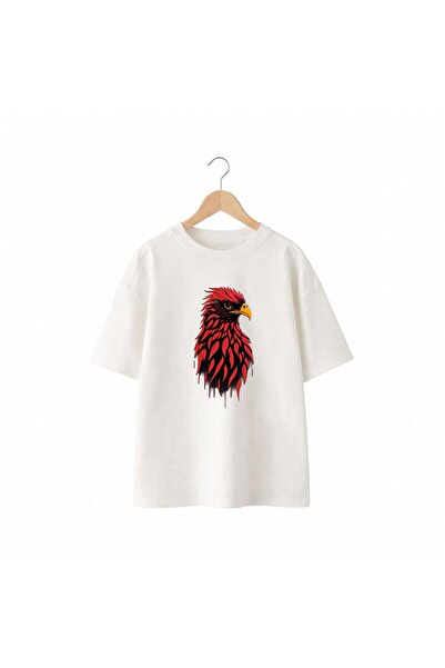 playwear Tricou cu imprimeu Red Eagle, 100% bumbac, supradimensionat, cu croi...