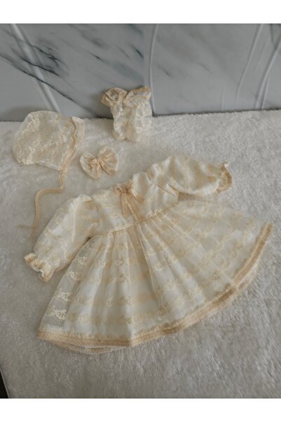 Elwirababyboutiqe طقم فستان من الدانتيل المنسوج بتصميم عتيق من ميفلوت