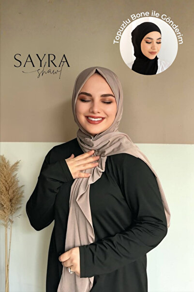 SAYRA Çıtçıtlı Hazır Şal ve Boyunluklu Bone 2’li Set – İthal Kumaş | Yeni Sezon