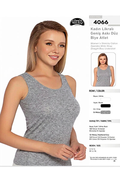 BENALİ Underwear (6 Pieces) Silver Lycra Plain Thick Strap Tank Top