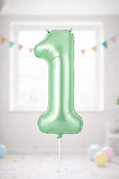 Baloncu Nene 76 cm Retro Green 1 Number Age Balloon Foil Birthday Party Decor...