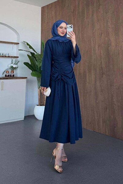 Hazamoda Φόρεμα από λινό Bosna σε μπλε ναυτικό