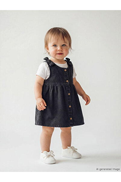 LC Waikiki Sparkling Choices Bow Detailed Baby Girl Jean Dress from Shining S...