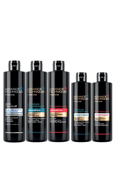 AVON Σετ περιποίησης μαλλιών 5 τεμαχίων: 3 σαμπουάν x 500ml, 2 μαλακτικά μαλλ...