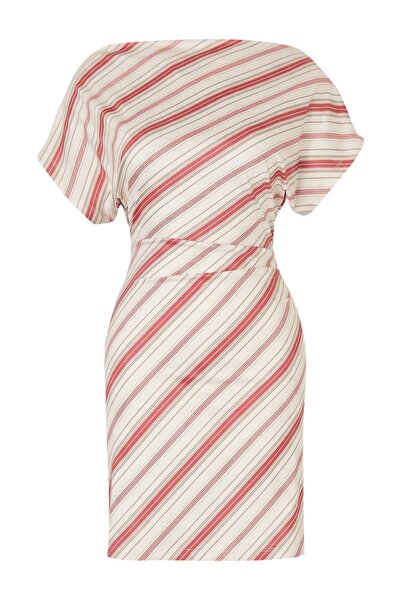 Trendyol Kollektion Mehrfarbig gestreiftes, ärmelloses, dehnbares Midi-Strick...