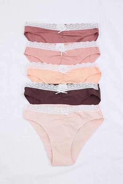 Trendyol Collection Maro-multicolor, pachet de 5 slipuri din lycra din bumbac...