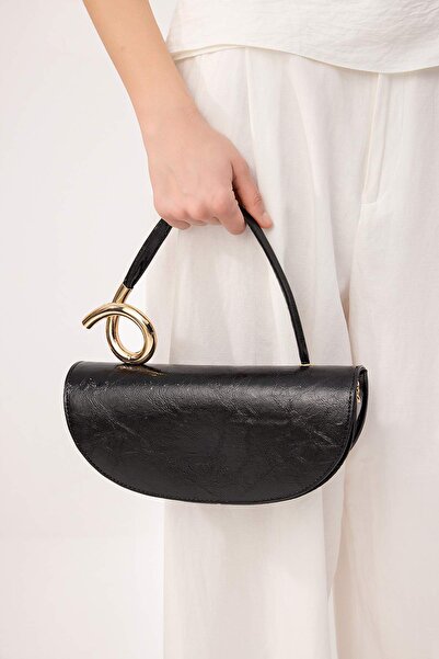 TRENDYOL SHOES Γυναικεία τσάντα ώμου μίνι μεγέθους με λαβή από μαύρη αλυσίδα ...