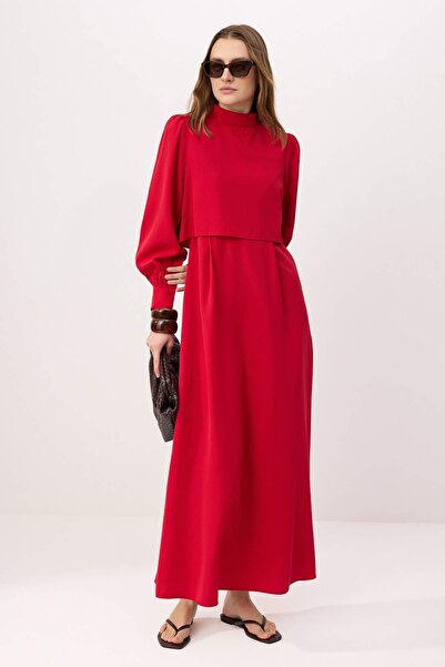 Trendyol Modest Bordo fără căptușeală țesătură simplă Rochie și salopetă Terr...