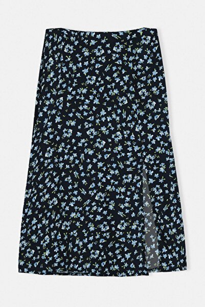 Trendyol Curve Μπλε ναυτικό Υφαντό Φούστα μεγάλου μεγέθους TBBAW23AZ00032