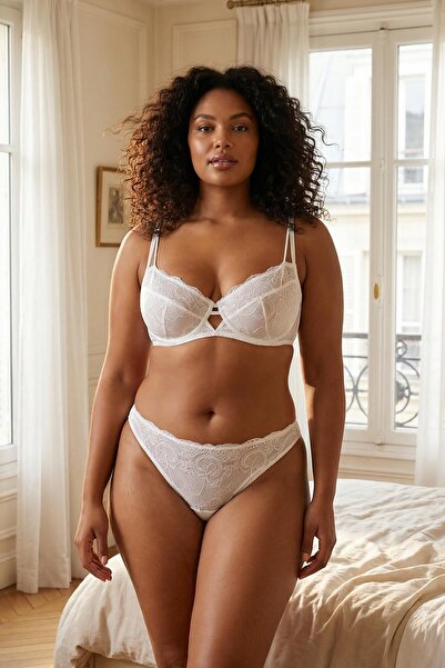 Trendyol Curve Λευκό Σετ Δαντέλα τεμαχίων με διακοσμητικό ρέλι κορδόνια και Χ...