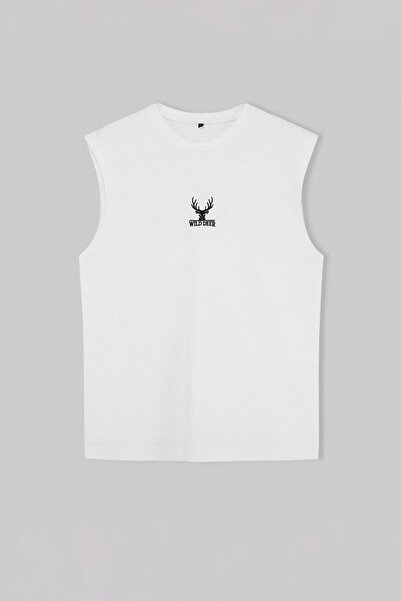 Trendyol Collection White Oversize/Wide Cut 100% Cotton Embroidered Undershir...