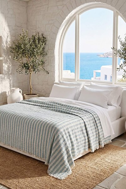 TRENDYOLMİLLA HOME Διπλό ριγέ κάλυμμα κρεβατιού από μουσελίνα 200x230cm TPHSS...