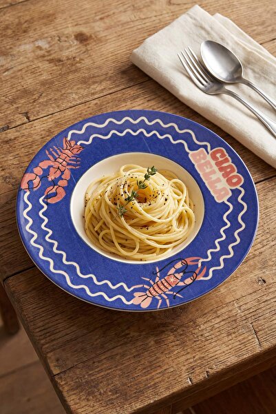 TRENDYOLMİLLA HOME Πιάτο ζυμαρικών από πορσελάνη με σχέδιο TPHAW26TBK00077