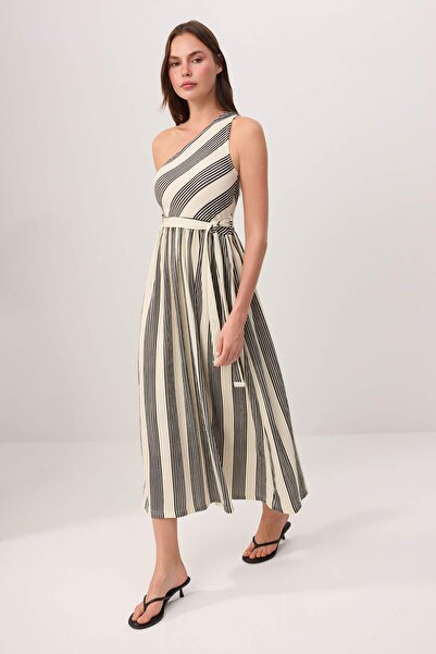 Συλλογή Trendyol Πολύχρωμο Ριγέ Α-γραμμή /Ασύμμετρο γιακά με ένα μανίκι Αμάνι...