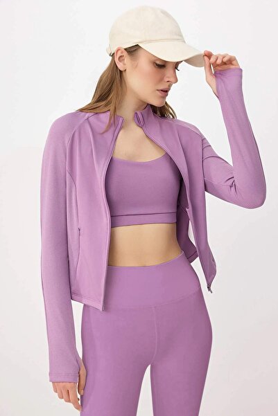 Συλλογή Trendyol Λίλα Ντάλγκιντ / Scuba Πλεκτό Αθλητικό Μπουφάν THMAW26SK00004