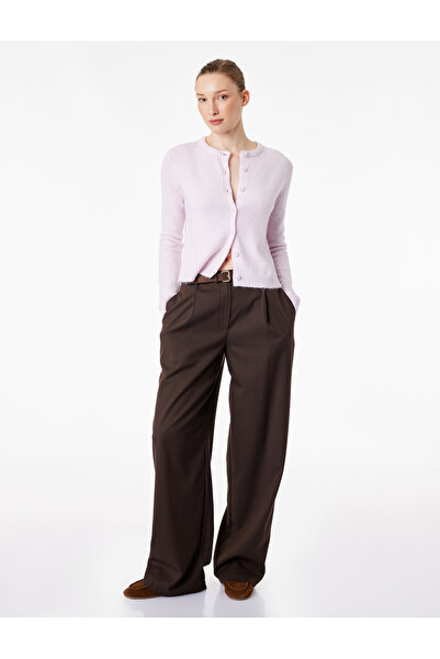 Koton Long Sleeve Crew Neck Buttoned Knitwear Cardigan