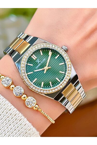 Daniel Klein ساعة يد نسائية من الفولاذ المقاوم للصدأ مقاومة للماء