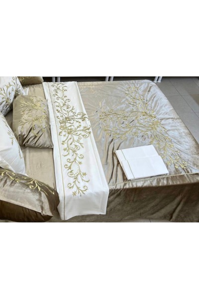 Home Kadife yatak örtüsü ve nevresim set 10 parça
