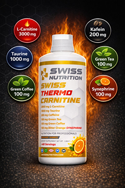 Swiss Nutrition L-Karnitin Thermo 40 Servis Portakal (1 servis/3000mg L-Carni...
