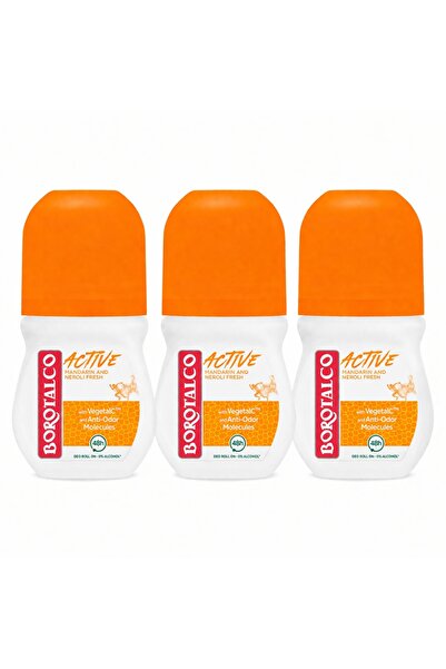 Borotalco Δραστικό Αποσμητικό Roll-On με Μανταρίνι και Νερόλι, 3 x 50 ml