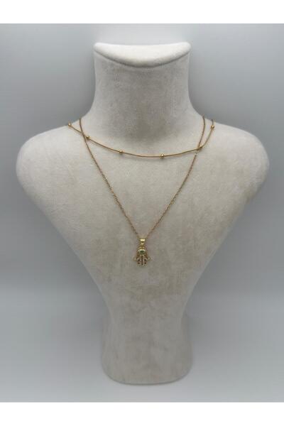 Sirena Accessories Meryem Ana Eli Yeşil Zirkon Taş Detaylı Gold Kaplama Çelik...