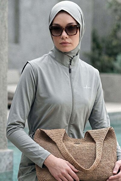 Haşema Set costum de baie complet hijab verde Gileli, 5 piese, 6025