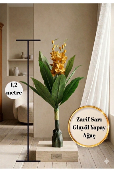 BRE HOME Beyaz Glayöl Yapay Salon Ağacı - 120cm Dekoratif Yapay Bitki