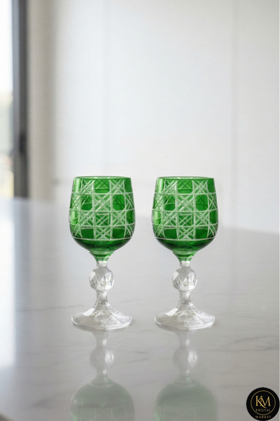 Kristal Market Handmade Crystal Bohemia Colorful Luxury Crystal Footed Goblet...