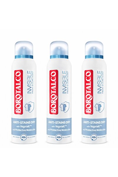Borotalco Σετ Invisible Fresh Αποσμητικό Σπρέι, 3 x 150 ml