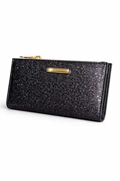 NEWISH POLO ACCESSORIES Γυναικείο πολυτελές μαύρο ασημί πορτοφόλι για κάρτες ...