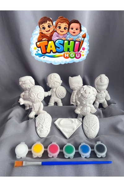 TASHI ART TASHI Marvel Süper Kahraman Figürlü 9’lu Taş Boyama Seti Eğitici Ak...