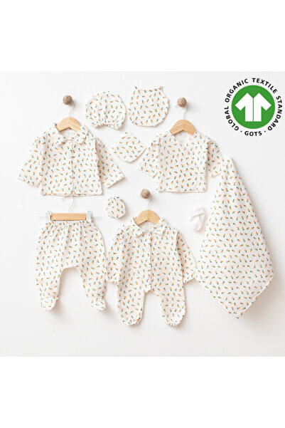 tinibud GOTS Sertifikalı Ananaslı %100 Organik Pamuk Müslin Yenidoğan Hastane...