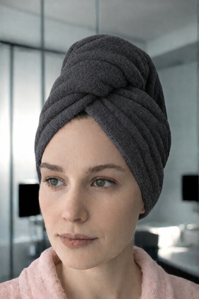 MYSOFTHOME Hair Towel/Hair Wrap Towel/Button Elastic Hair Towel/Velvet 100% C...