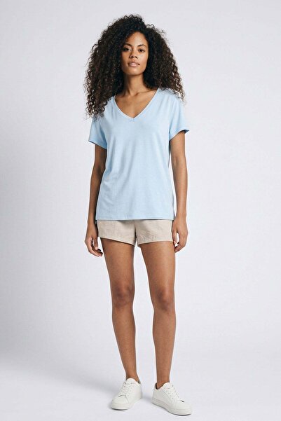 COTENCONCEPT Front and Back V-Neck Basic Viscose Blend T-Shirt