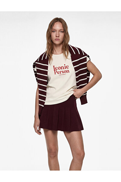 Koton Pamuklu Kısa Kollu Bisiklet Yaka Baskılı Slim Fit Tişört