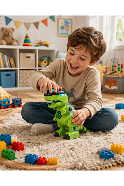kosetoys Sesli Işıklı Hareketli Akıllı Robot Dinazor Yeşil