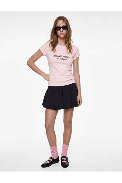 Koton Tricou imprimat cu mânecă scurtă, cu decolteu, slim fit