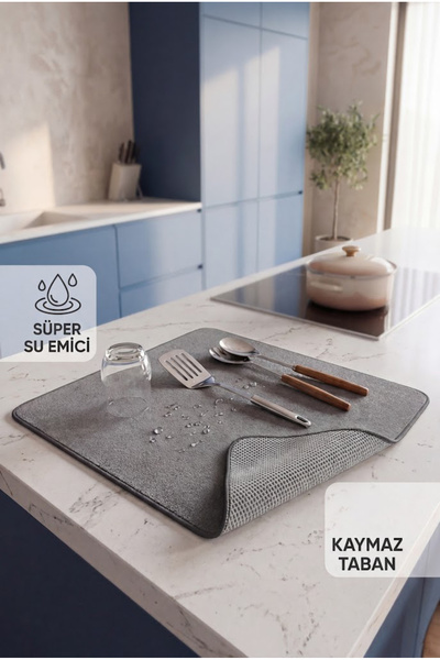 SİHİRLİ MOP Tezgah Üstü Mikrofiber Bulaşık Kurulama Matı Kurutma Örtüsü Süper...